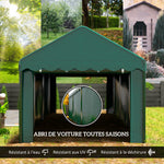 Tente garage carport 3 x 6m Auvent de voiture robuste avec 2 portes enroulables, toile 200g PE, vert