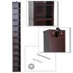 Opbergmeubel voor cd's en dvd's, kolomkast, opbergkast met 12 vakken, max. capaciteit 204 cd's, 21 x 20 x 175 cm, bruin