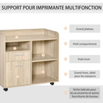 Support d'imprimante - Caisson d'organisation de Bureau Roulant - Dim. 80l x 40P x 72H cm en Bois Chêne clair
