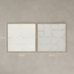 Lot de 2 tableaux abstraits 3D, décoration murale en bois géométrique, pour salon, chambre, bureau, 80 x 80 cm, blanc