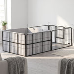 Parc de Mise Bas pour Chien 2 Compartiments Séparés avec Toile Oxford Coupe-Vent 7 Panneaux 203x102x60cm Noir
