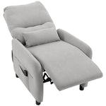 Fauteuil Inclinable de Massage par Vibration et Chauffage, Fauteuil de Relaxation en Tissu Éponge Bouclé, Gris