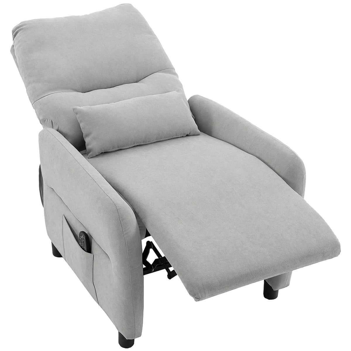 Fauteuil Inclinable de Massage par Vibration et Chauffage, Fauteuil de Relaxation en Tissu Éponge Bouclé, Gris
