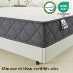 Matelas 90x190cm, matelas 1 personnes, mousse à mémoire de forme, 20cm d'épaisseur, certifié Oeko-Tex, fermeté moyenne