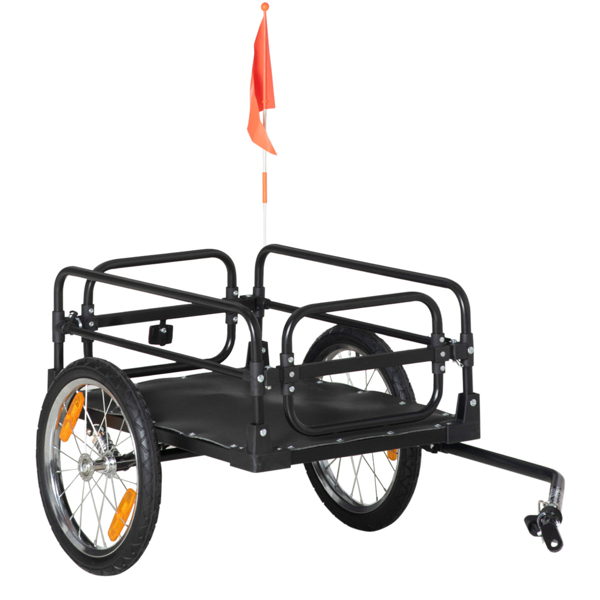 Remorque pliable pour vélo en acier roues 16 pouces charge max. 40 kg avec barre d'attelage universelle