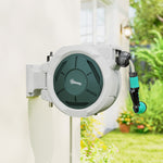 Enrouleur Tuyau Arrosage Mural 30 m x Ø 15 mm Dévidoir Automatique de Tuyaux d'Eau Rétractable Automatique gris