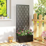 Jardinière avec treillis, bac à fleurs, avec brise-vue, pour plantes grimpantes, métal, 45 x 21,5 x 110 cm, noir