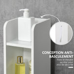 Meuble colonne de salle de bain armoire toilette haute avec étagères et placards - 15 x 17 x 120 cm blanc