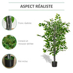 Arbre Artificiel Plante Artificielle ficus H.1,35 m Tronc Branches Liane Lichen Feuilles Grand réalisme Pot Inclus