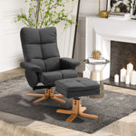 Fauteuil relax avec repose-pied, fauteuil de relaxation en PU, pivotant à 360°, dossier inclinable, assise et dossier rembourrés, rangement caché, pour salon, chambre, home cinéma, noir
