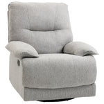 Sillón de relax reclinable manualmente con reposapiés ajustable, tejido efecto lino gris claro