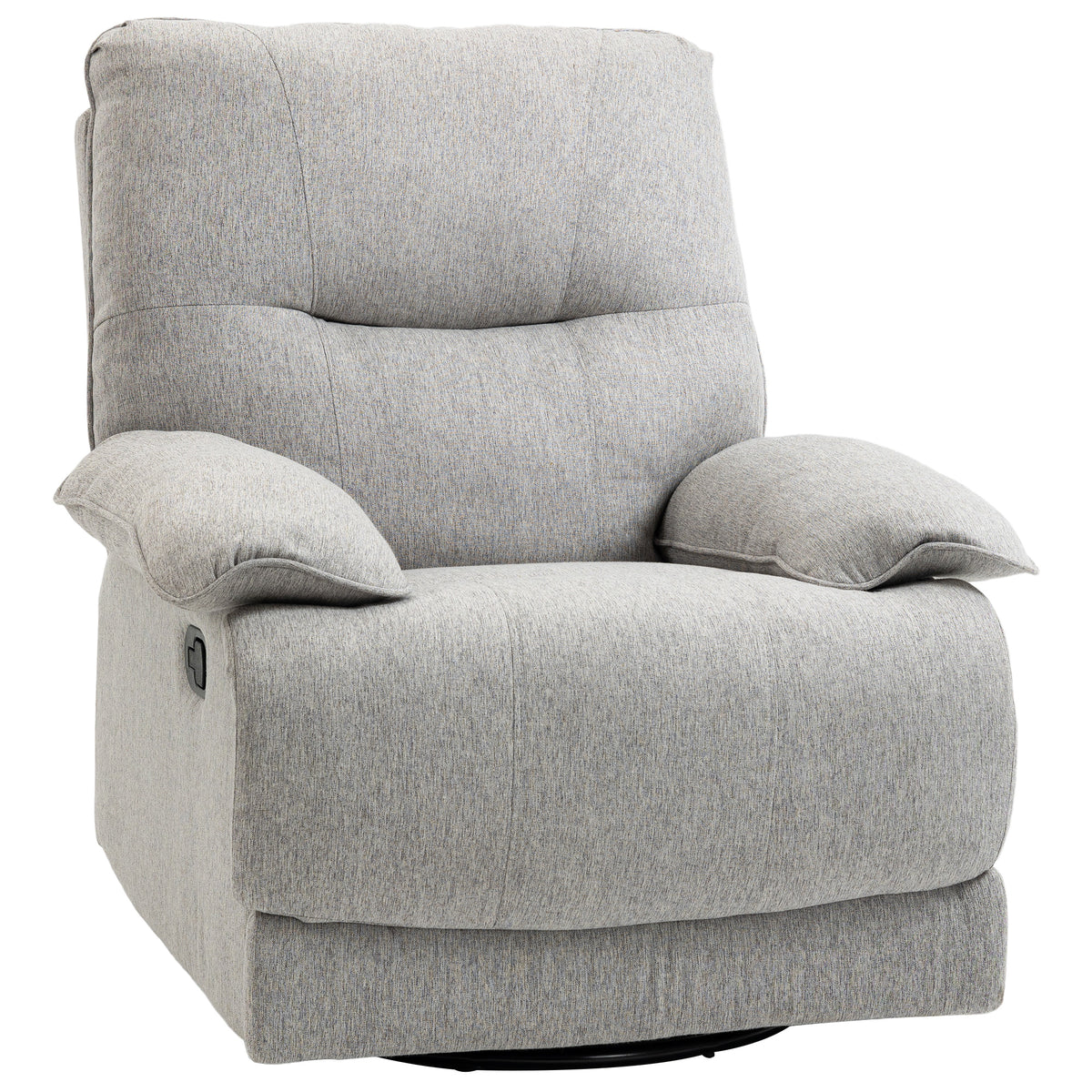 Sillón de relax reclinable manualmente con reposapiés ajustable, tejido efecto lino gris claro