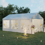 Gazebo da giardino 3 x 6 m tendone per ricevimenti con 4 pareti 3 finestre su ogni lato gazebo per feste matrimonio bianco