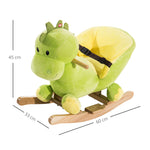 Jouet à Bascule Dinosaure Ceinture de sécurité Effet sonore 32 chansons pour enfants de 18+ Mois Bois Peluche Verte