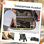 Poussette chien chariot pour chat 4 roues pliage en un clic laisse de sécurité charge 30 kg 112 x 67 x 100 cm gris foncé