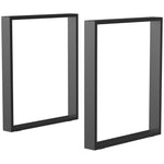 Lot de 2 pieds rectangulaires en acier noir pour table - hauteur 72 cm - design contemporain