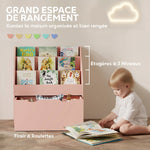 Kinderboekenrek met 3 legplanken en een lade, 62,5L x 30B x 70H cm, roze