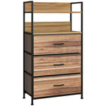 Meuble de rangement style industriel commode 3 tiroirs en tissu amovibles et 2 étagères - 60 x 29 x 101cm - MDF et métal