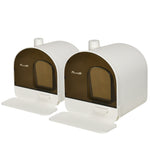 Lot de 2 bacs à litière pour chat maison de toilette porte battante, pelle et filtre inclus dim. 43L x 44l x 47H cm