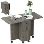 Table de cuisine pliable table à manger pliante 2 plateaux rabattables avec 2 tiroirs 1 placard gris