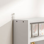 Vitrine murale pour objets de collection 4 étagère réglables en hauteur et 2 portes coulissantes 80 x 9,5 x 60 cm blanc