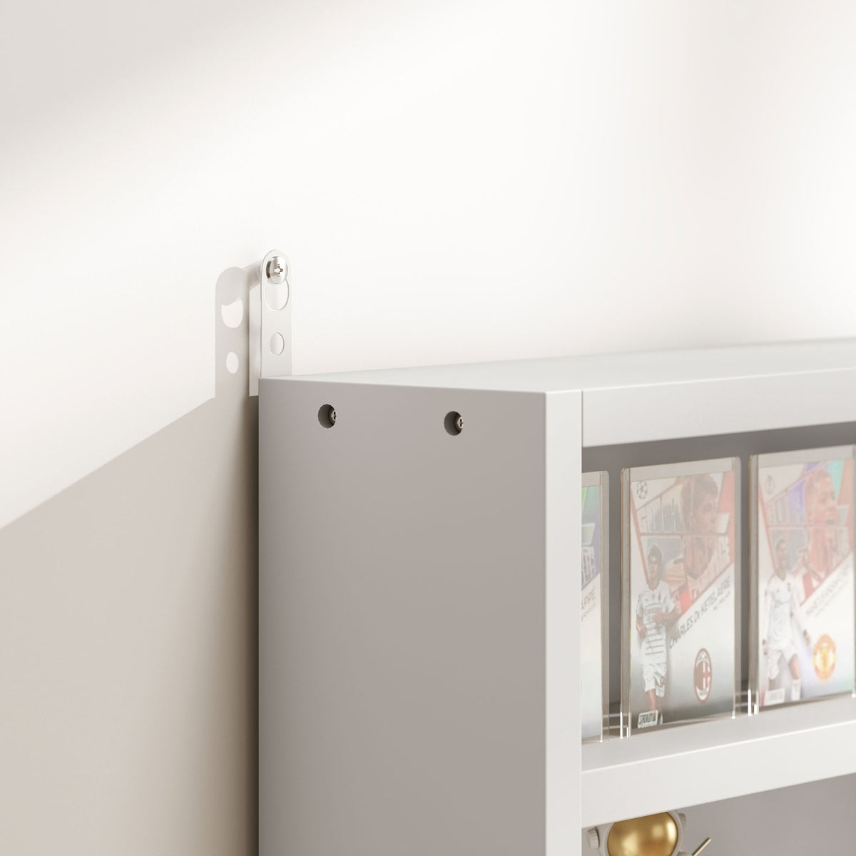 Vitrine murale pour objets de collection 4 étagère réglables en hauteur et 2 portes coulissantes 80 x 9,5 x 60 cm blanc