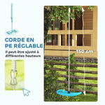 Balançoire enfant extérieur et intérieur avec corde réglable, mousqueton, charge max. 70 kg, bleu