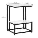 Table basse moderne salon table d'appoint chambre structure acier noir plateau étagère aspect marbre blanc