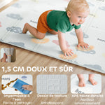 Tapis de jeu pour bébé pliable et réversible, tapis de sol en mousse épais, 200 x 180 x 1,5 cm, multicolore