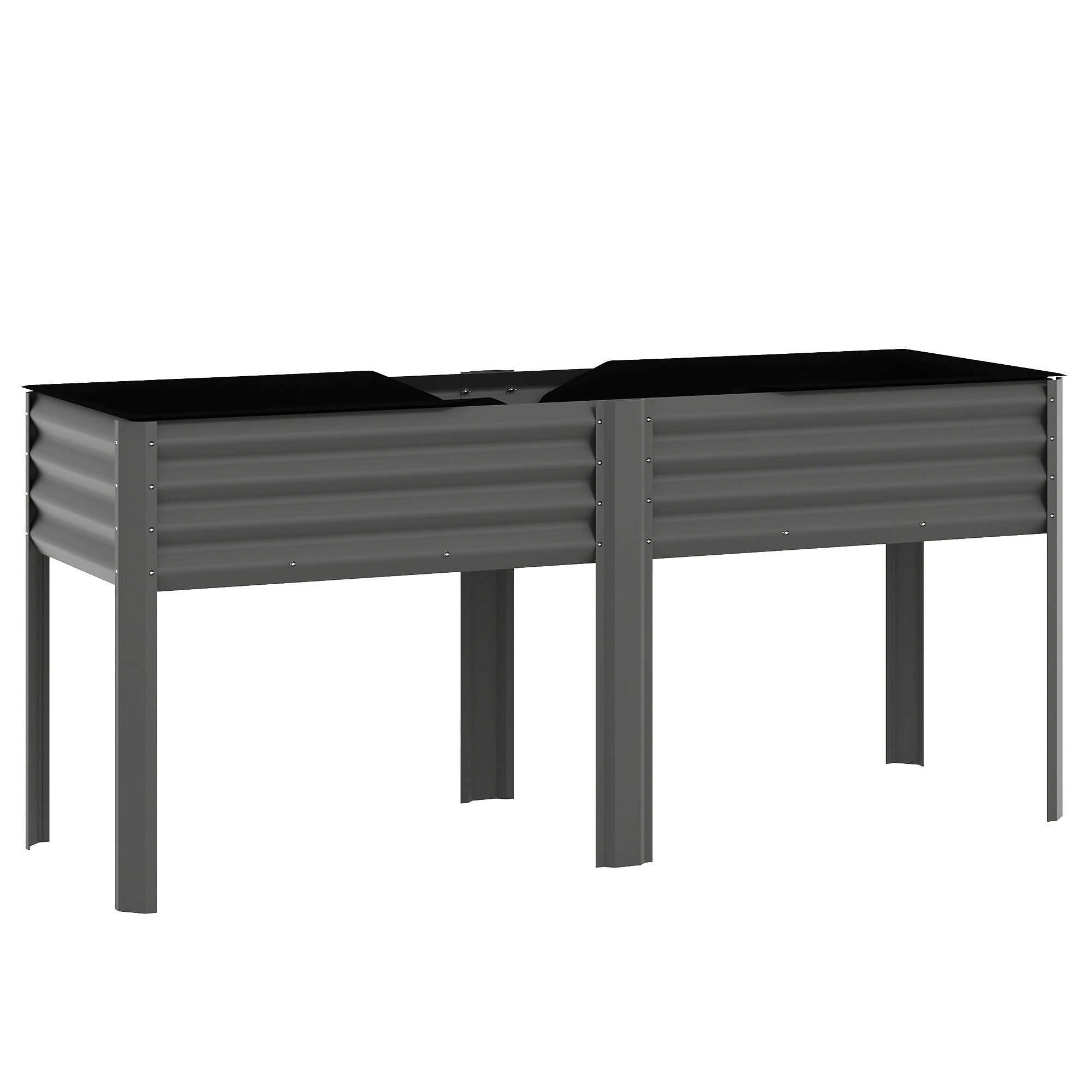 Potager sur Pieds en Métal, Jardinière Surélevée en Métal 241L avec Barres Renforcées et Tissu Non-Tissé, Gris Foncé-0