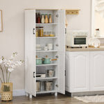 Armoire de cuisine hauteur 170 cm buffet haut avec 4 portes et étagères ajustable, design moderne, blanc