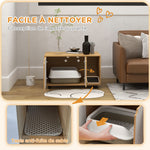 Meuble à litière maison de toilette sur pieds pour chat 2 en 1 portes style scandinave 80 x 48 x 48 cm naturel et blanc