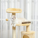 Arbre à chats multi-équipements griffoirs grattoirs plateformes niche corde jouets 40L x 40l x 114H cm beige