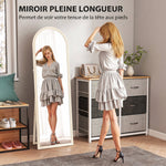 Miroir de sol arqué pleine longueur miroir sur pied cadre en effet imitation pierre pour salon chambre 50 x 160 cm blanc