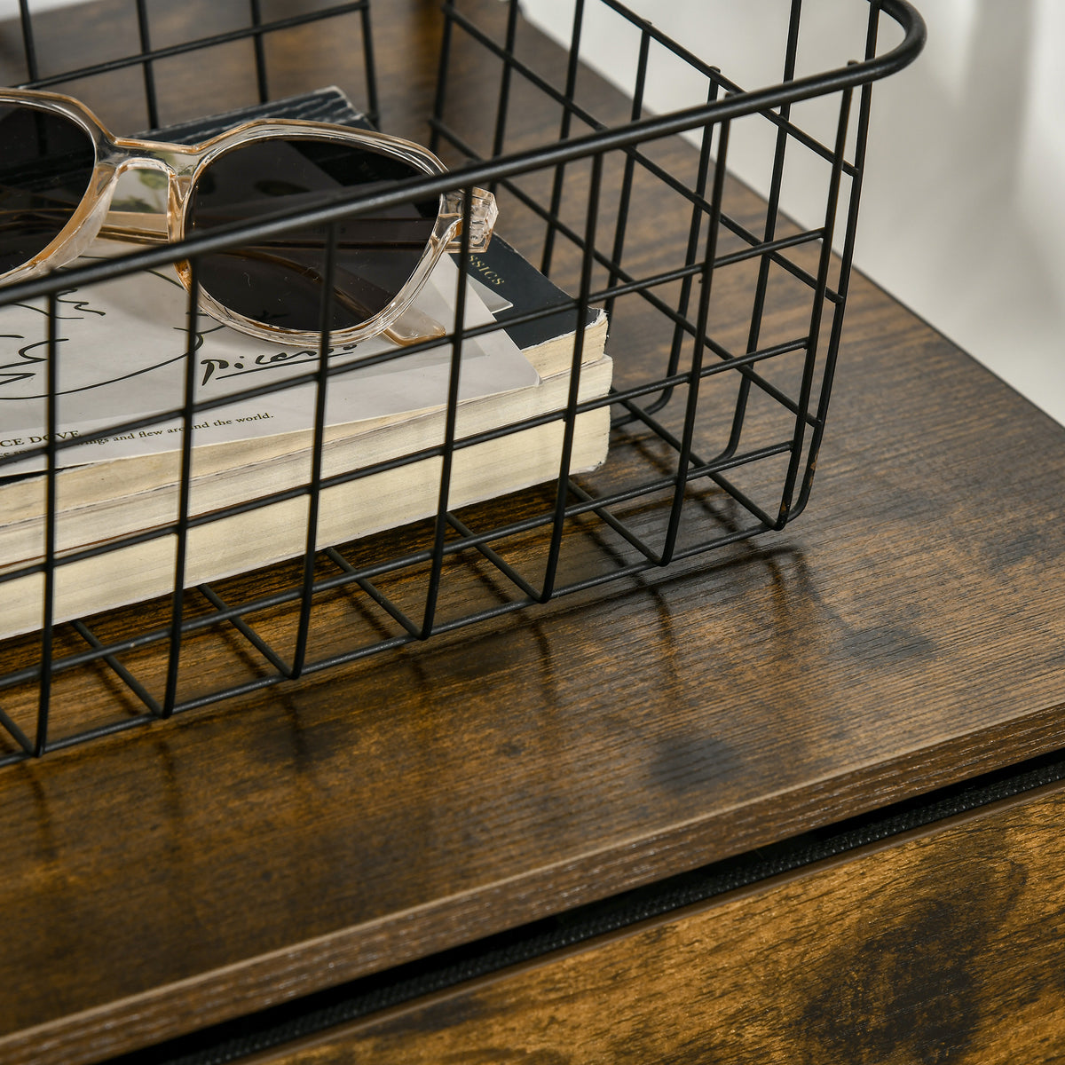 Meuble de rangement avec étagères et 3 tiroirs en tissu pliables amovibles, style industriel, dim. 44L x 40l x 155H cm