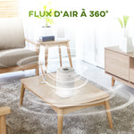 Purificateur d'Air HEPA, Ioniseur, CADR 225m³/h, Mode de Veille Silencieux, 50W, Minuterie, 4 Vitesses - Dim. 22L x 22l x 36H cm - Blanc