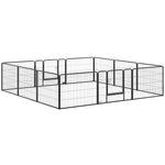 Parc pour chien, enclos chien 12 panneaux modulable et pliable, enclos portable en acier 60H cm avec porte, clôture pour chat, chiens de petit taille, intérieur et extérieur, gris