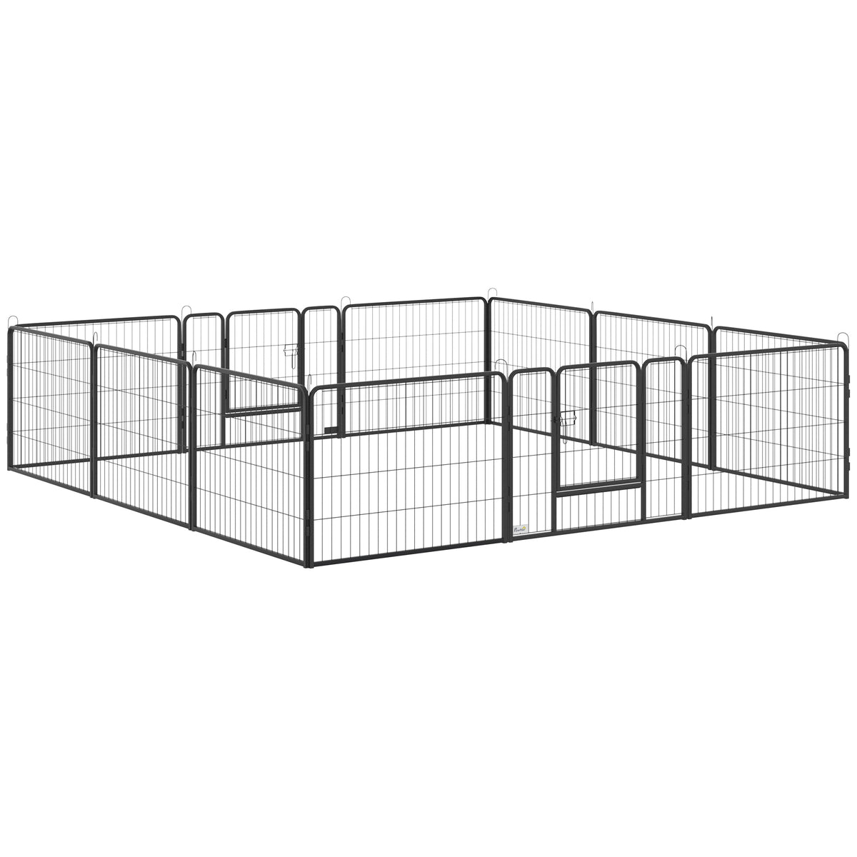 Parc pour chien, enclos chien 12 panneaux modulable et pliable, enclos portable en acier 60H cm avec porte, clôture pour chat, chiens de petit taille, intérieur et extérieur, gris