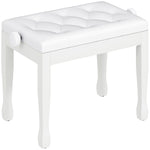 Banc de piano, banc de clavier réglable en hauteur en bois massif, siège rembourré, 64 x 35 x 45-55 cm, blanc