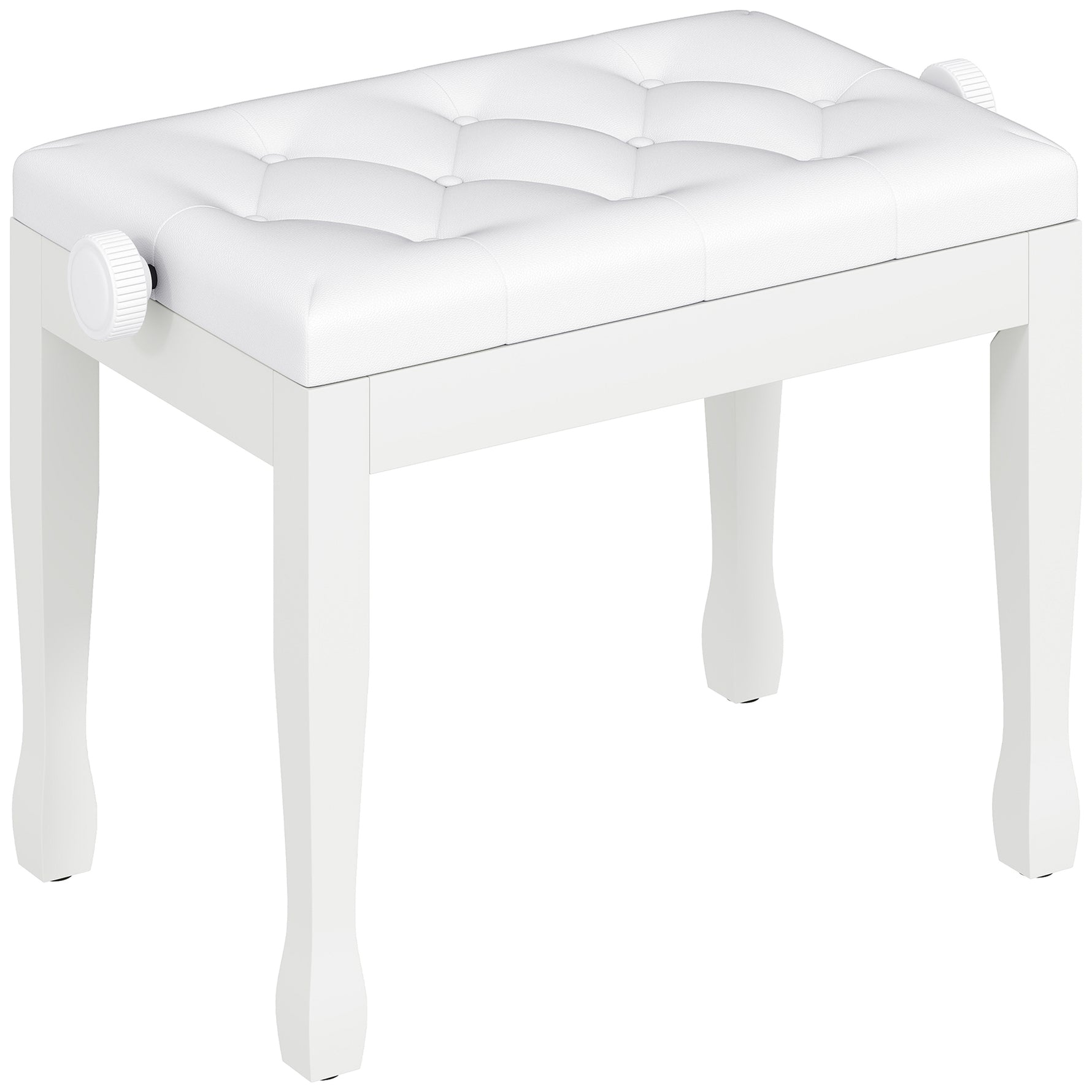 Banc de piano, banc de clavier réglable en hauteur en bois massif, siège rembourré, 64 x 35 x 45-55 cm, blanc