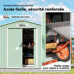 Abri de Jardin 2,42 m² - Remise pour Outils avec Fondation - cabanon Porte verrouillable - tôle d'acier Vert clair