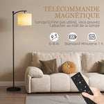 Lampadaire dimmable 2 températures de couleur avec télécommande, minuterie de 60 minutes, 160 cm, noir