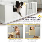 Boîte de mise bas pour chiens et chiots, parc de mise bas pour chiens porte à hauteur réglable 166 x 80 x 50 cm, blanc