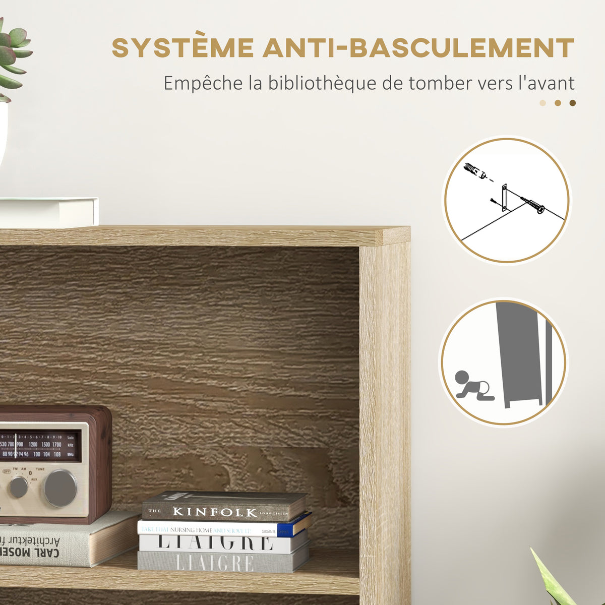 Bibliothèque scandinave meuble de rangement dim. 80L x 23,5l x 123H cm 5 niches placard 2 portes pieds effilés inclinés