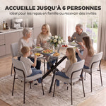 Mesa de Cocina, Tablero de Vidrio Templado, Base Cruzada de Acero, Estilo Moderno, para Comedor, Cocina, Sala de Estar