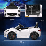 Elektrische auto voor kinderen met Maserati Gran Turismo Folgore-licentie, 12V met afstandsbediening, van 3 tot 5 jaar, wit