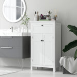 Badezimmerschrank mit Schublade und verstellbaren Einlegeböden, freistehender Aufbewahrungsschrank, Höhe 102,5 cm, Weiß