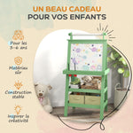3-in-1 children's easel with magnetic whiteboard, chalkboard, paper roll, 2 baskets, 3-6 years, green