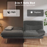 Sofá cama convertible de 2 plazas 3 en 1, sofá cama tipo clic-clac de pana de 193 cm, respaldo y reposabrazos ajustables, gris
