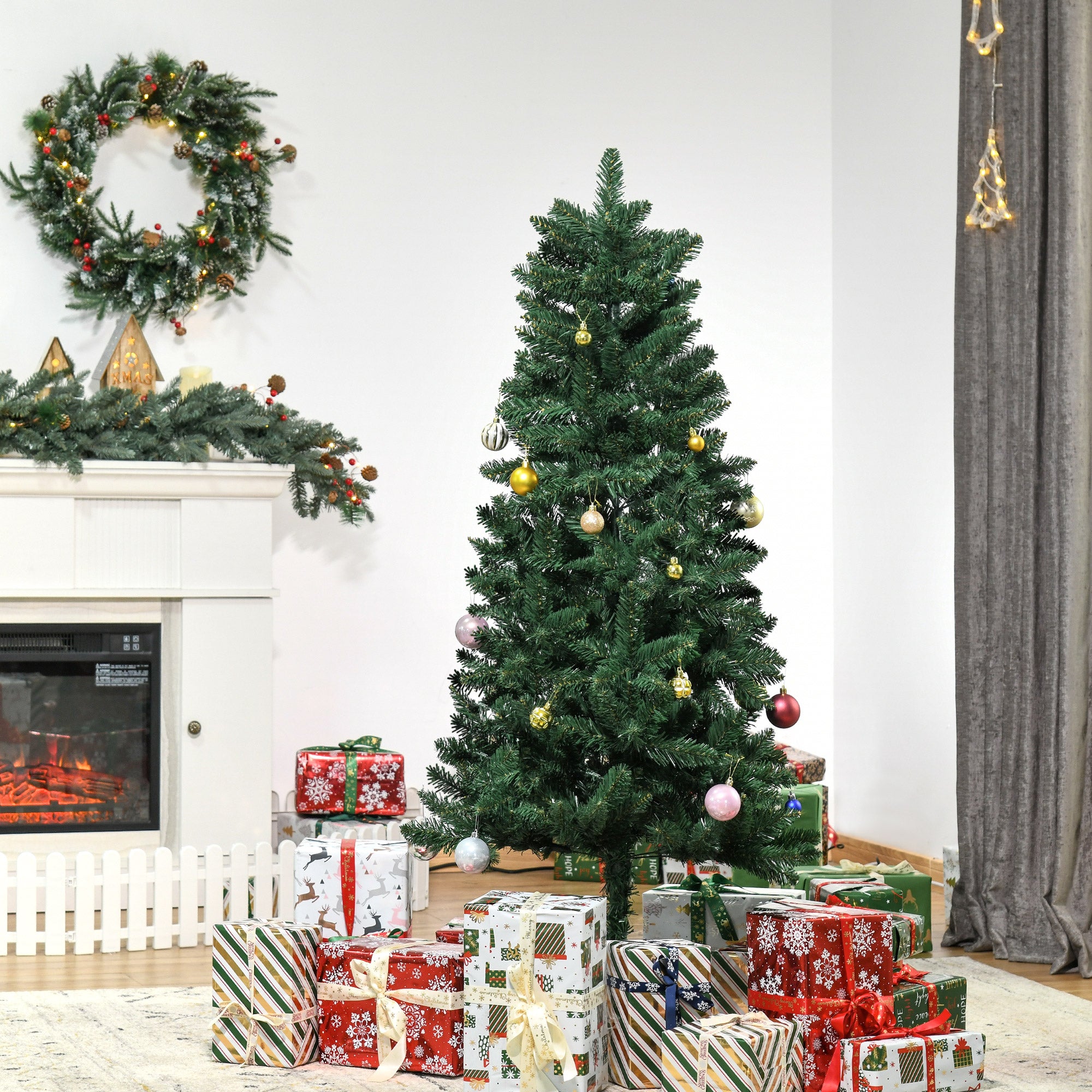 Künstlicher Weihnachtsbaum, 150 cm hoch, 454 Zweige, Nordmanntannen-Optik, sehr realistisch, Grün